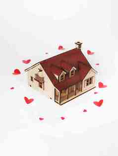 爱心浪漫的房子模型元素摄影图