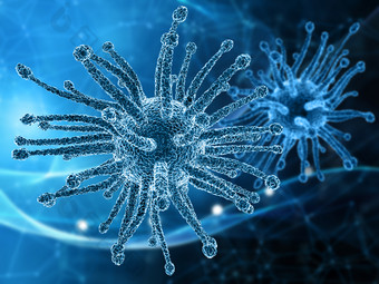 蓝色<strong>微生物</strong>病毒摄影图