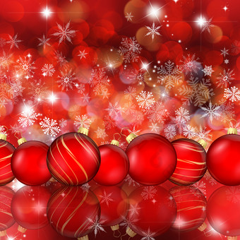 红色<strong>圣诞</strong>球背景摄影图
