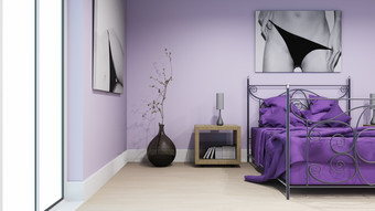 紫色的现代卧室<strong>室内设计</strong>