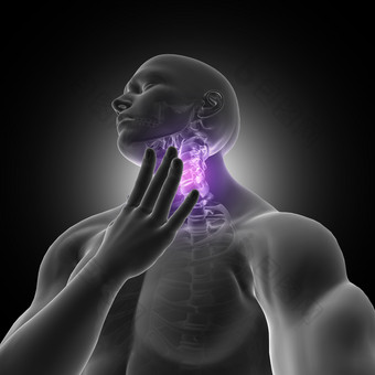喉咙疼痛男子摄影图