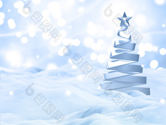圣诞节雪景与银树