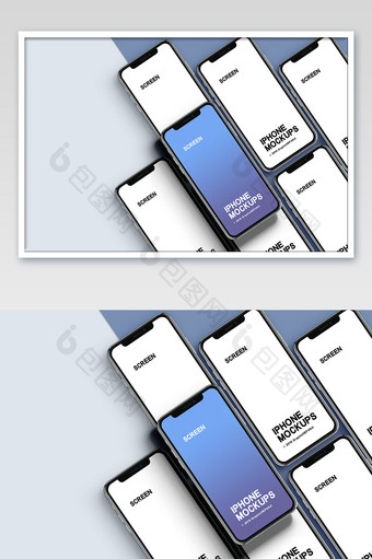 撞色蓝色手机端app展示电子产品样机图片