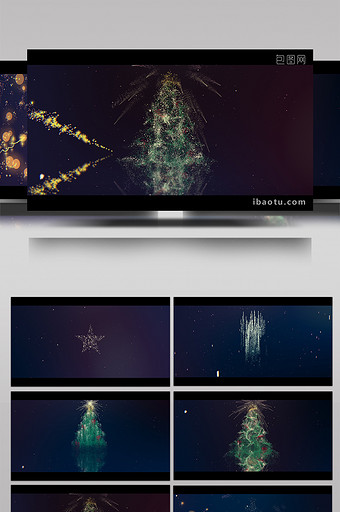 粒子星星变圣诞树演绎LOGO片头AE模板图片