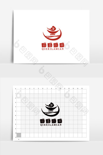 矢量抽象红色餐馆logo标志图片