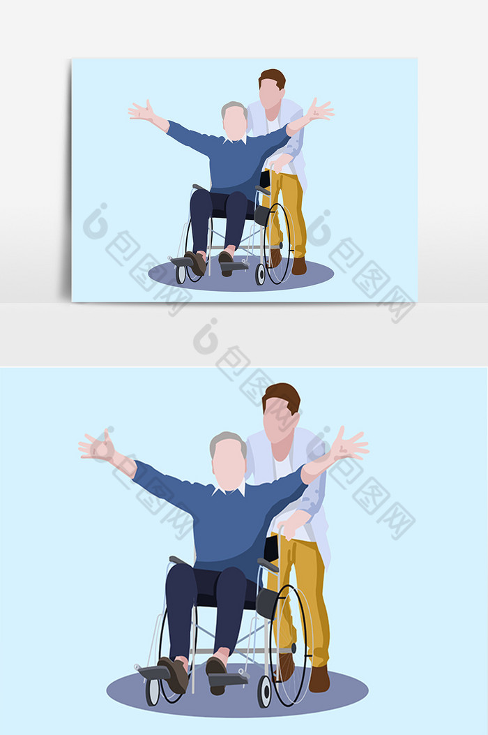 全国助残日残疾人推轮椅的人图片图片