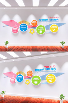 绿色卡通幼儿园学前班动物园文化墙宣传墙