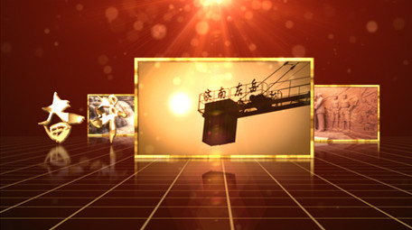 荣誉励志金框红色3D空间照片墙AE模板