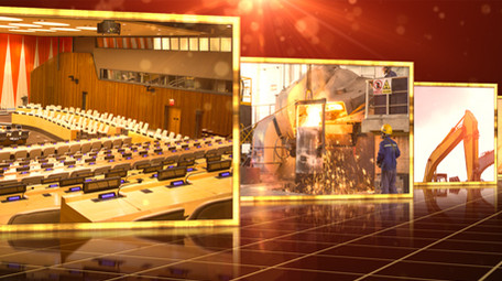 荣誉励志金框红色3D空间照片墙AE模板