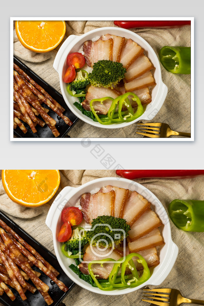 腊肉蔬菜煲仔饭美食图片图片