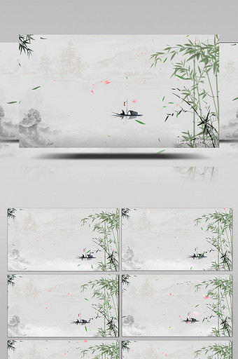 中国风山水画简约梅兰竹菊背景图片