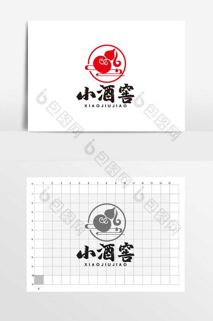 酒馆酒窖白酒葫芦logo标志vi