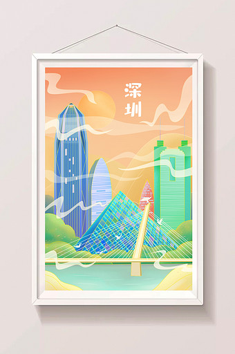 深圳世界之窗城市风光建筑现代化中心插画图片