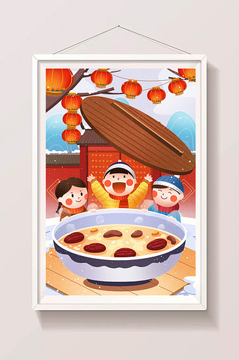 中国节气腊八插画图片