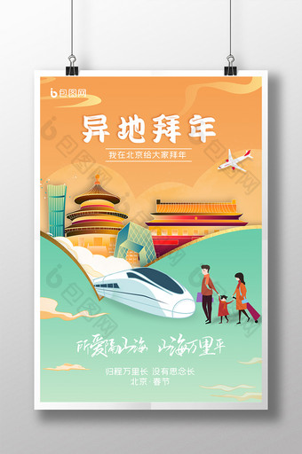 春运回家北京异地拜年系列海报图片