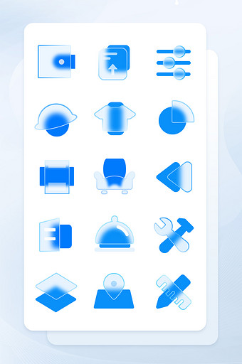 蓝色绿毛玻璃面形矢量icon图标图片