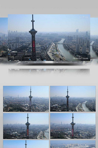 4K航拍江苏电视塔秦淮河风景城市全景图片