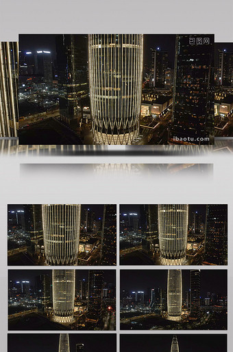 深圳地标建筑春笋大厦华润集团总部夜晚航拍图片