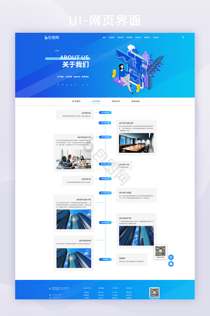 科技类企业官网关于我们模块公司历程介绍