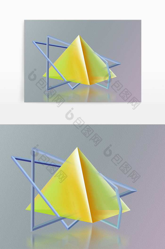 黄金色三角形水晶科技光感构架结构图片图片