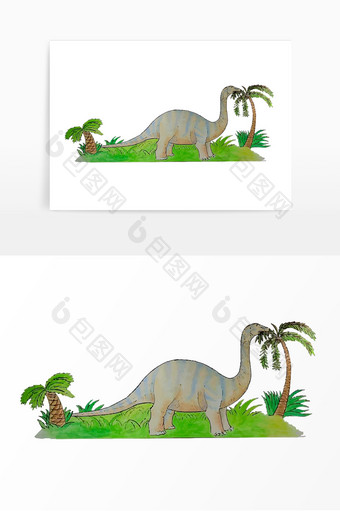 森林食草恐龙儿童卡通手绘元素图片