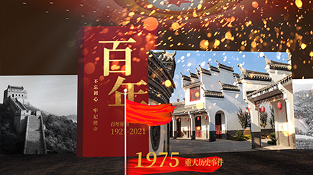 建党百年历史时间线图文展示片头模板