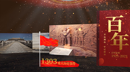 建党百年历史时间线图文展示片头模板