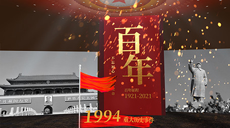 建党百年历史时间线图文展示片头模板