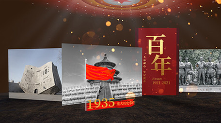 建党百年历史时间线图文展示片头模板