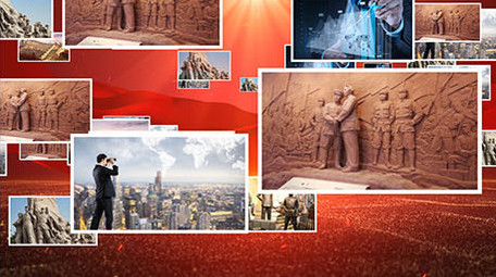 大气党政红色图片汇聚文字AE模板