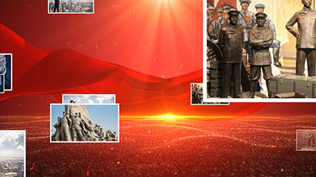 大气党政红色图片汇聚文字AE模板