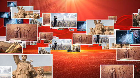 大气党政红色图片汇聚文字AE模板