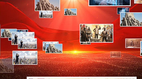 大气党政红色图片汇聚文字AE模板