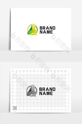 绿色黄色渐变字母A简约立体logo图片