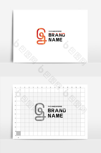红色线条回形针字母g简约logo图片