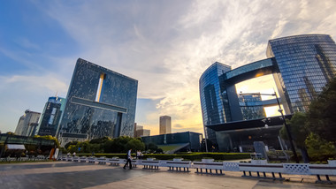 <strong>地标</strong>震撼<strong>杭州</strong>市民中心商务楼晚霞4K延时