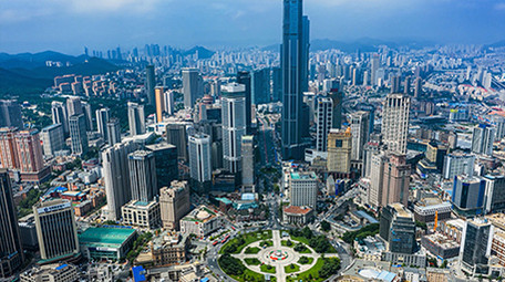 交通震撼大连中山广场车流交通航拍延时