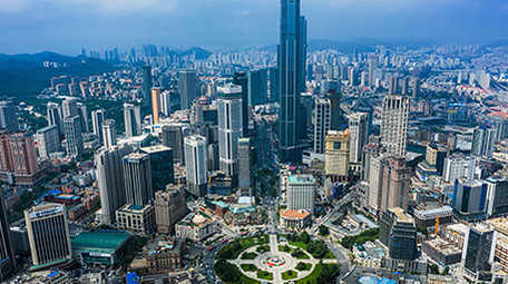 交通震撼大连中山广场车流交通航拍延时