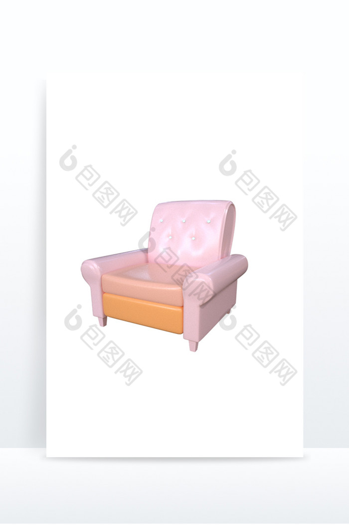 家居室内单人沙发3D小元素C4D模型图片图片