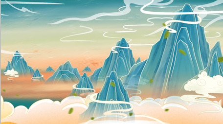 国潮唯美意境水墨古风山视频背景AE模板