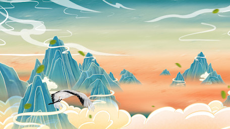 国潮唯美意境水墨古风山视频背景AE模板