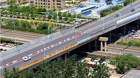 公路铁路立体交通车流延时高视角实拍4K