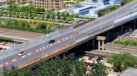 公路铁路立体交通车流延时高视角实拍4K