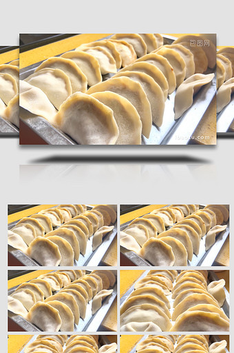 节日气氛春节传统美食手工饺子4K实拍图片