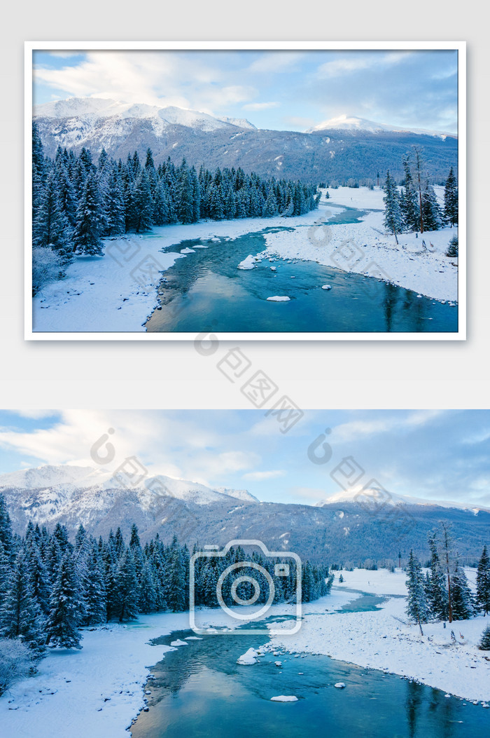 新疆喀纳斯冬季河流图片图片