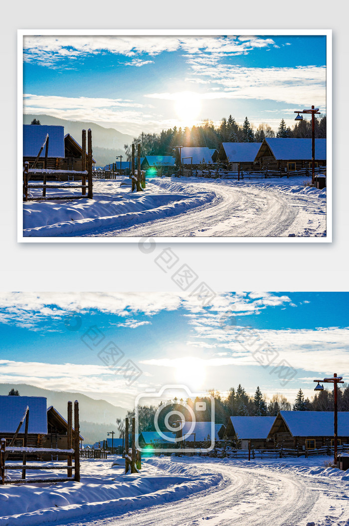 新疆喀纳斯冬季禾木小屋图片图片