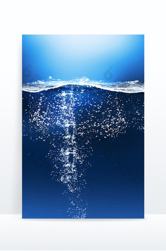 简约清新蓝色水中气泡背景图片