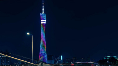 城市夜景广州地标小蛮腰延时摄影