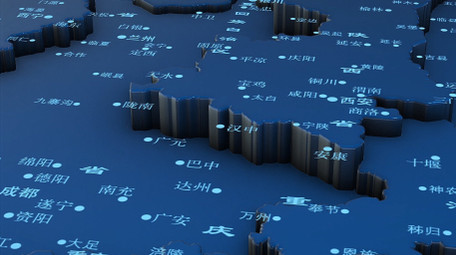 蓝色大气科技地图区位AE模板