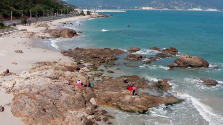 自然海洋震撼蔚蓝海浪海水大海航拍